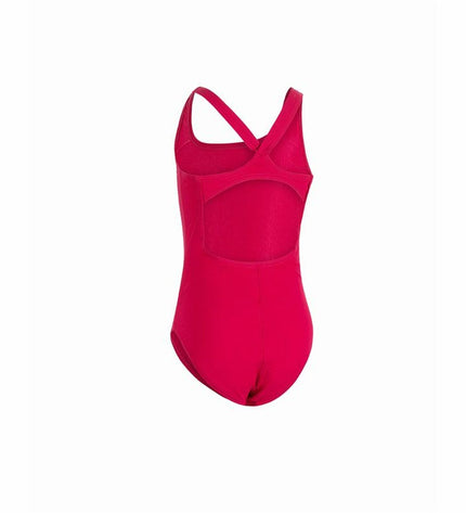 Red girls' swimwear by Aquarapid, sporty aquarapid Aquilyj swimsuit for watersports and outdoor swimming activities.