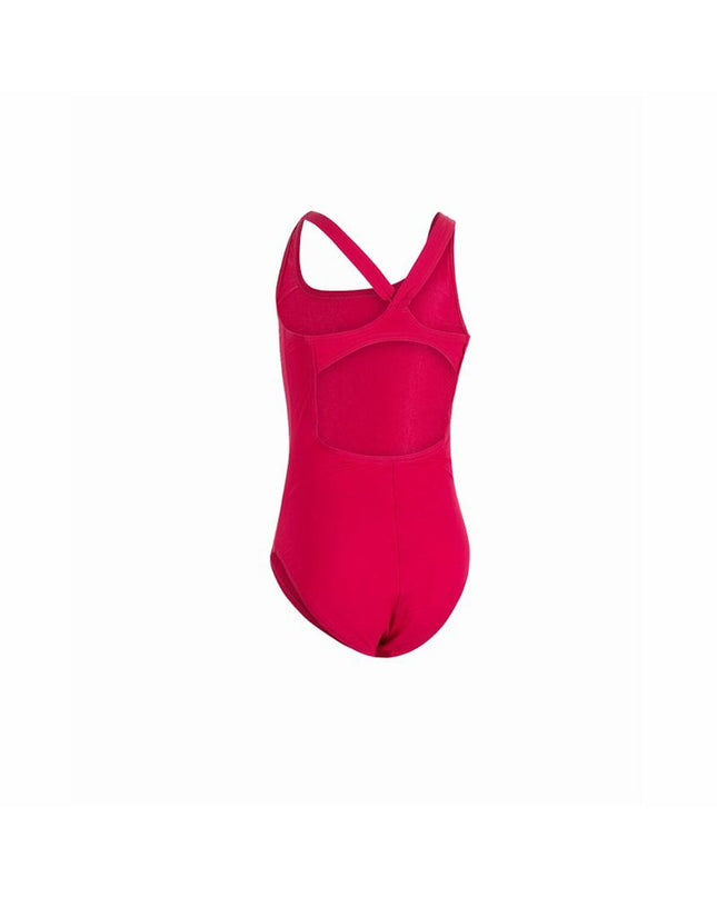 Red girls' swimwear by Aquarapid, sporty aquarapid Aquilyj swimsuit for watersports and outdoor swimming activities.