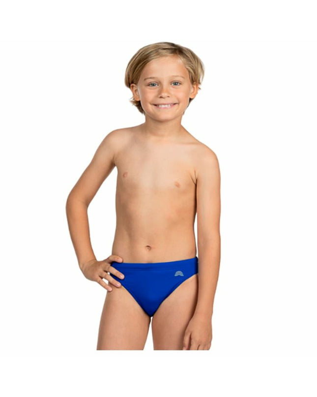 Blue Aquarapid kids' swim jammer for boys, lightweight waterproof material, designed for watersport and outdoor swimming activities.
