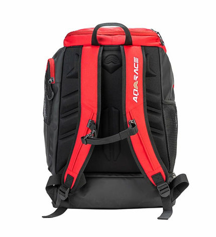 Aquarapid Sporttas Orion Rood waterproof swim bag with multiple compartments, designed for outdoor watersport activities.