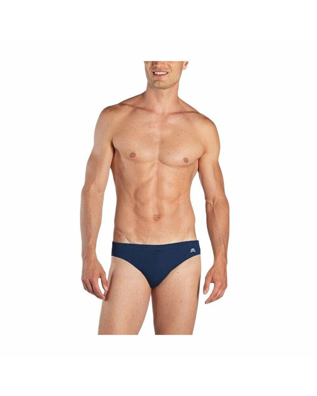 Aquarapid men's blue swim brief for water sports, featuring a sleek marine blue design perfect for outdoor swimming activities.