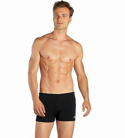 Black Aquarapid men's swim boxer for sport and watersport, shown in a close-up image highlighting the sleek design.