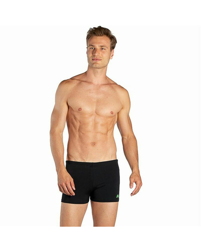 Black Aquarapid men's swim boxer for sport and watersport, shown in a close-up image highlighting the sleek design.