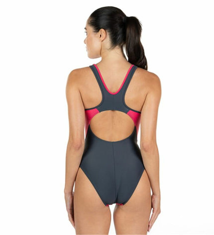 Gray women's swimsuit by Aquarapid, designed for water sports and outdoor activities, featuring a sleek, sporty fit.