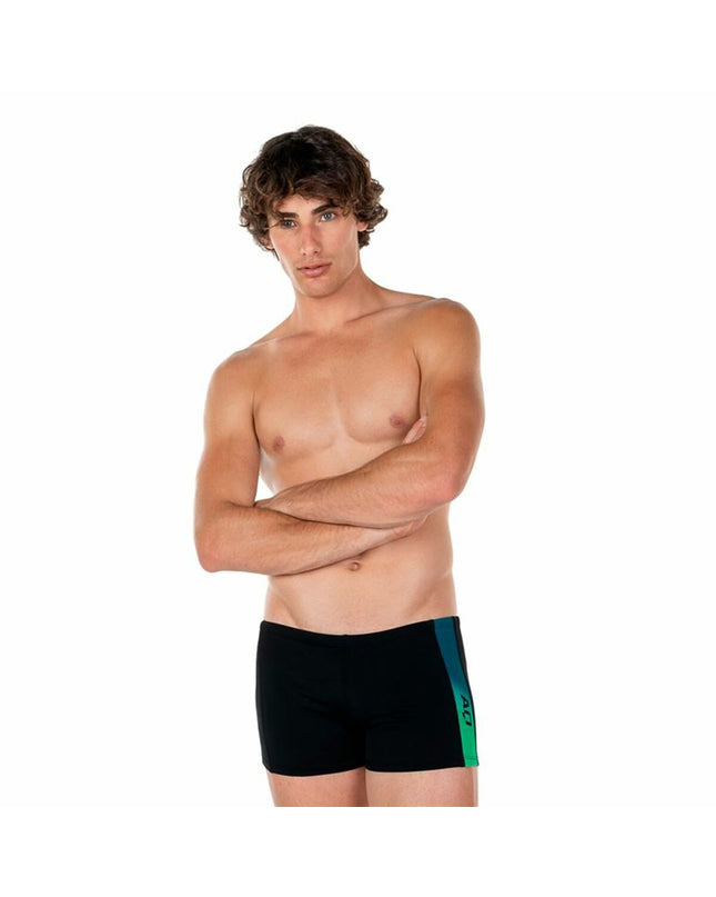 Black men's Aquarapid Phillis swim shorts for sport and watersport activities, shown in a close-up image.