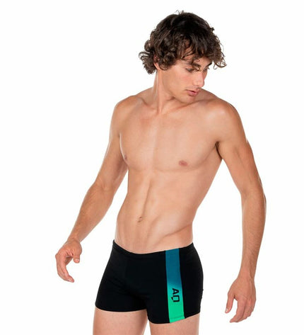 Black men's swim shorts by Aquarapid with sporty design, suitable for watersport and outdoor activities.