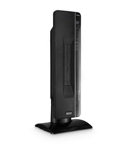 DeLonghi TCH8993ER.BC black portable heater with 2400W power, suitable for home heating and cooling.