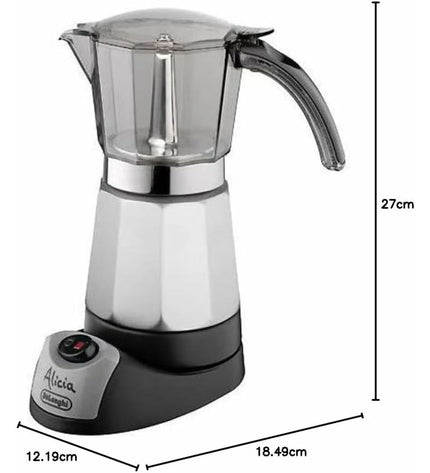 DeLonghi Alicia EMK9 Italiaanse koffiepot for brewing espresso and coffee in a sleek, modern kitchen setting.
