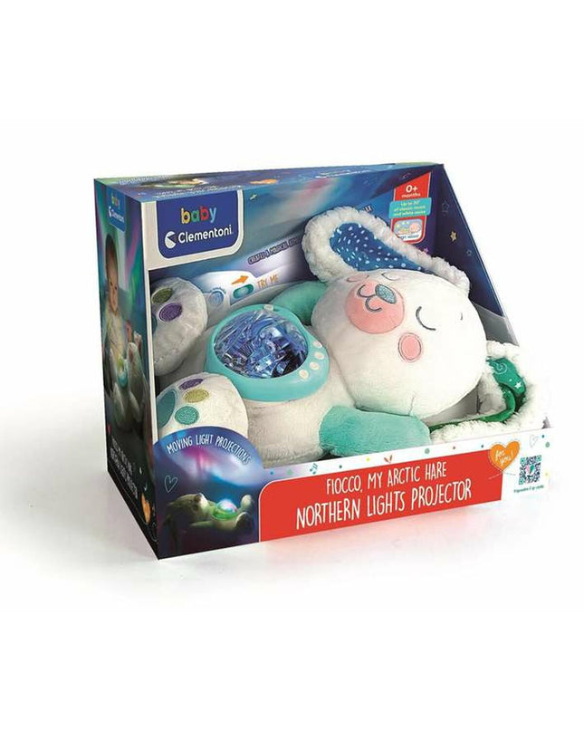 Soft baby activity toy by Clementoni featuring a plush bunny with colorful details for early play and sensory development.
