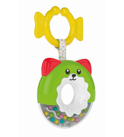 Colorful Clementoni baby rattle toy for young children, featuring soft textures and easy grip design.