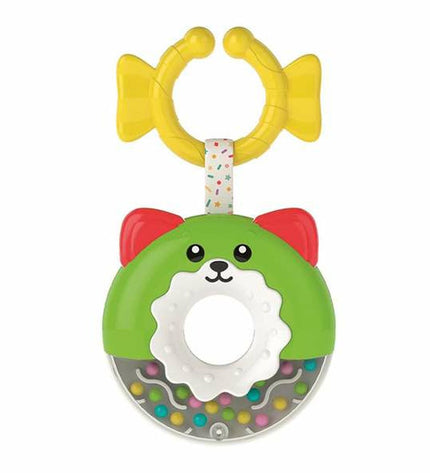 Colorful Clementoni baby rattle toy for young children, featuring bright design and easy-to-grasp shape for early development.