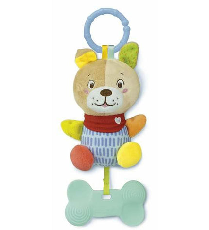 Clementoni Lovely Dog soft rattlespeeltje for babies, plush toy measuring 18x25x6 cm, perfect sensory toy for young children.
