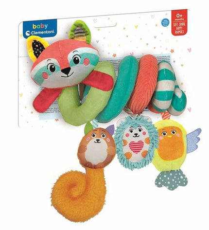 Clementoni baby activity spiral with colorful animal designs, measuring 30x18x15 cm, designed for young children’s play and sensory development.