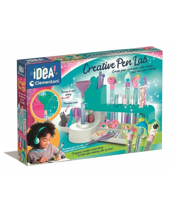 Clementoni Educatief Spel Laboratorio De Boligrafos with colorful pens and educational tools for kids' creative play.