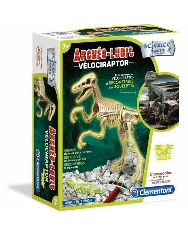 Clementoni Archéo Ludic Velociraptor science game toy for learning and education, featuring a realistic Velociraptor figure.