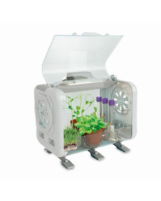 Clementoni science game toy for learning and education, featuring colorful scientific equipment and educational materials.