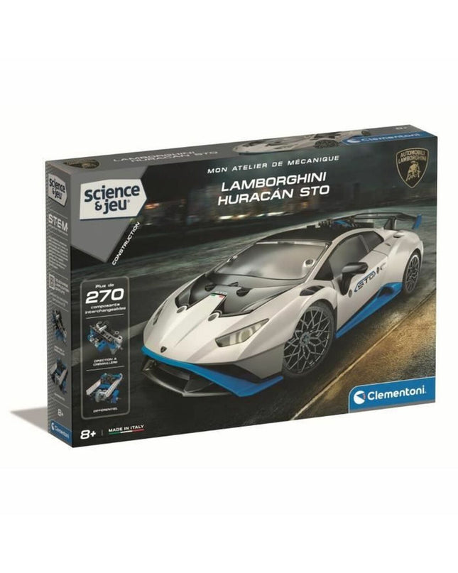 Clementoni Lamborghini Huracan STO remote control police car toy with detailed design and vibrant colors.