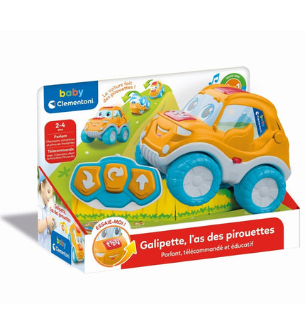Clementoni police car toy with remote control, blue and white vehicle for children, part of speelgoed en games voertuigen collection.