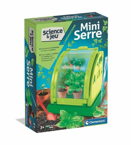 Clementoni wetenschapsspel toy with colorful science tools and game components in a compact box, designed for educational fun.