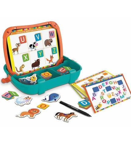 Clementoni educational magnetic toy game, colorful plastic pieces on a white background, perfect for kids' learning and play.
