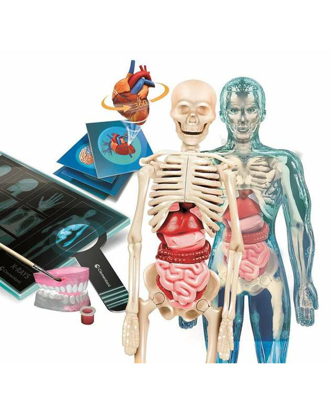 Clementoni Superanatomía science game showing colorful anatomical puzzle pieces for educational learning and play.