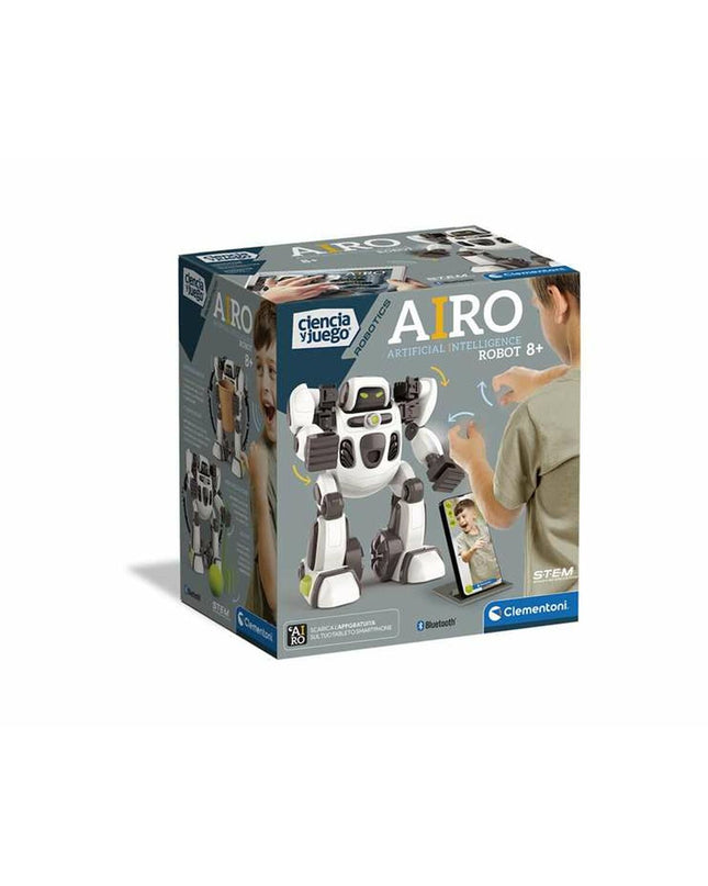 Clementoni Airo interactive robot toy with sensors and colorful lights, designed for children’s electronic play and learning activities.