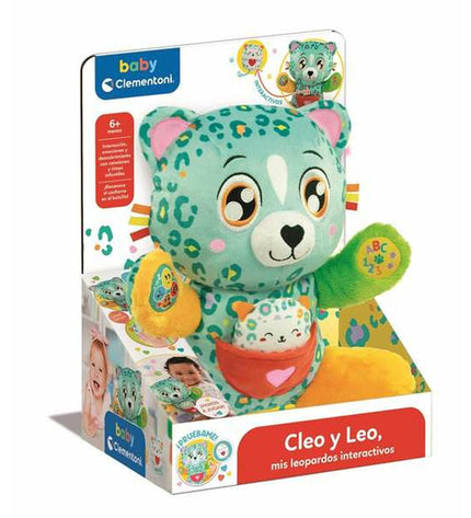 Clementoni luipaard plush toy, soft stuffed animal with detailed leopard print, ideal for children’s cuddly play and comfort.