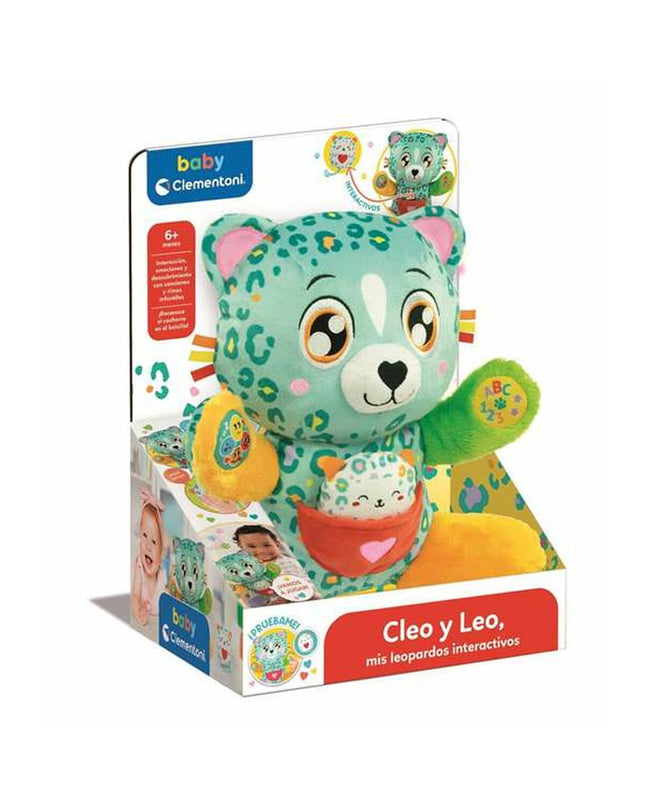 Clementoni luipaard plush toy, soft stuffed animal with detailed leopard print, ideal for children’s cuddly play and comfort.