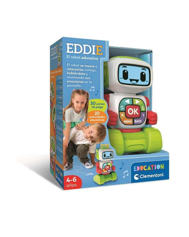 Clementoni interactieve robot toy with sensors, buttons, and colorful design, designed for children’s electronic play and learning.