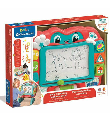 Clementoni interactieve whiteboard toy for kids, featuring colorful buttons and digital screen for educational games and activities.