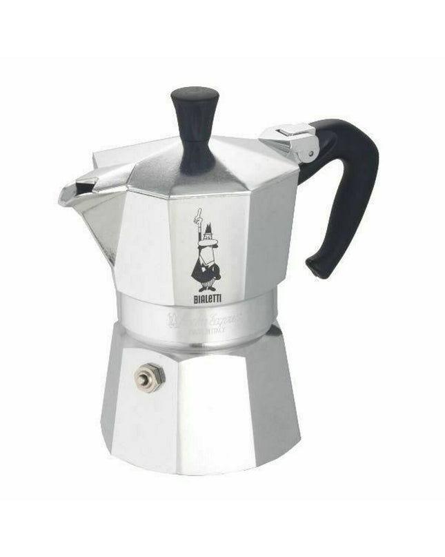 Bialetti Italiaanse koffiepot 0001165/X4 in zilverkleurig roestvrij staal, 1L, for brewing traditional espresso coffee.