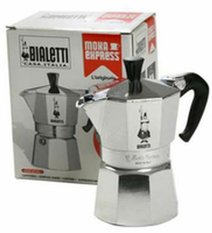 Bialetti Italiaanse koffiepot 12 koppen in zilverkleurig aluminium, designed for brewing authentic espresso at home.