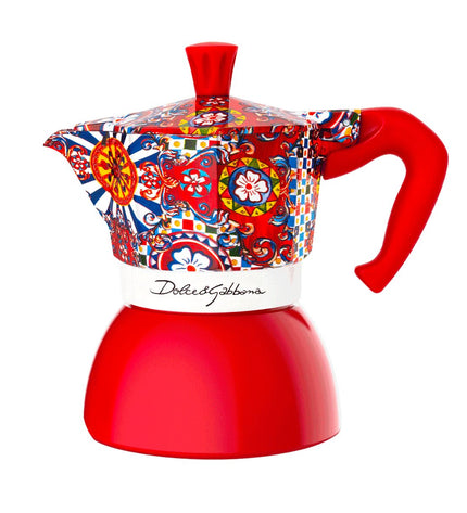 Bialetti Italiaanse koffiepot D&G RED 4T roestvrij staal, 4 kopjes, voor koffie en thee, keuken en kookgerei