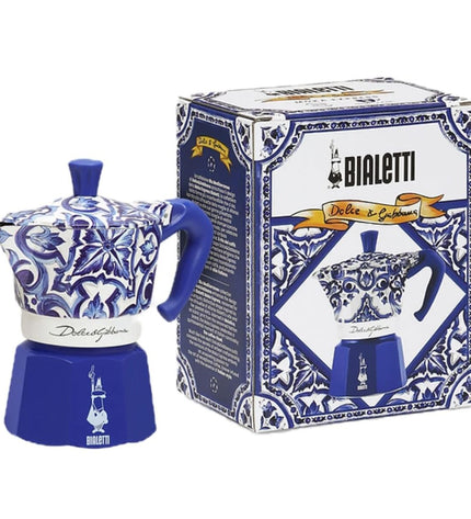 Bialetti Italiaanse koffiepot D&G BLU MEDI 4T in blauw, 150ml, roestvrij staal, 4 koppen, perfect voor huis en koken.