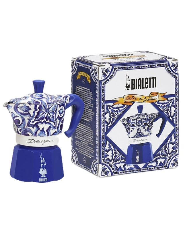 Bialetti Italiaanse koffiepot D&G BLU MEDI 4T in blauw, 150ml, roestvrij staal, 4 koppen, perfect voor huis en koken.