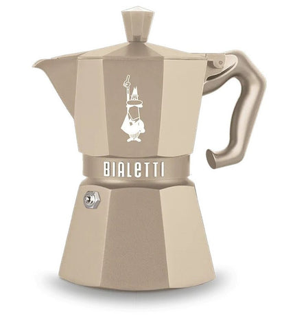 Bialetti Italiaanse koffiepot EXCLUSIVE with 3 cups for brewing espresso, stainless steel handle, and classic design.