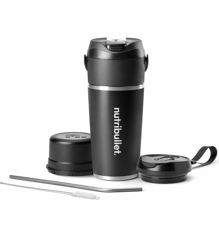 Nutribullet NBP016B black mixer nutri-blender for kitchen use, compact electric appliance with blending jar and control buttons