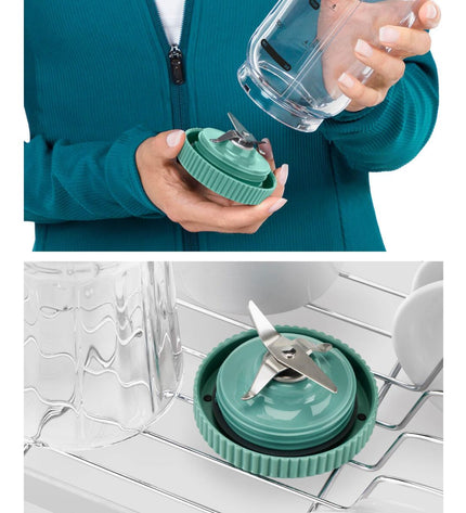 Nutribullet NBP013GR green mixer nutri-blender for kitchen use, compact electric kitchen appliance with a blending jar.