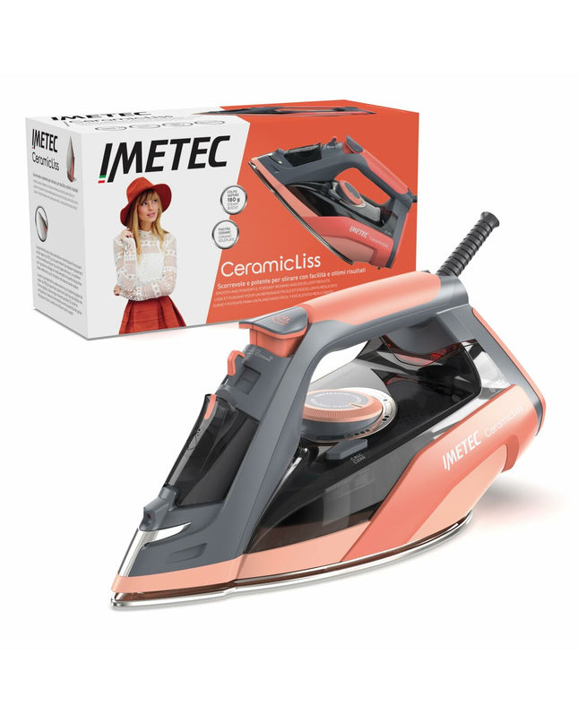 IMETEC GV180 steam iron with 2400W power, featuring a sleek design and corded setup for efficient home ironing.