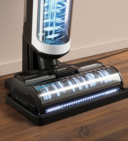 POLTI WD30 steam cleaner for home cleaning, showing the 450W vaporizer with water tank and control buttons.