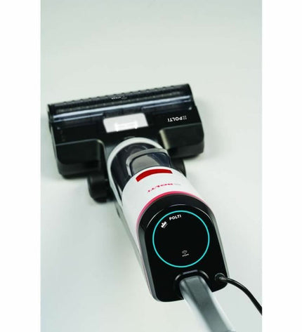 POLTI RollySteam WD10 handheld steam cleaner for home cleaning, showing the appliance with a flexible hose and steam nozzle.