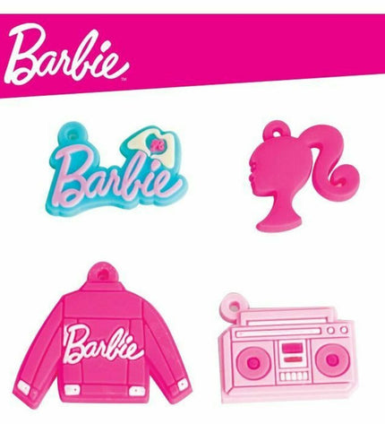 Set of 12 Barbie plastic reusable shopping bags, 19x12x7 cm, ideal for imaginative play and toy storage.