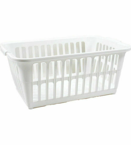 Set of 12 Tontarelli Classic white laundry baskets, 35L, measuring 58x41x24 cm for home organization and storage.