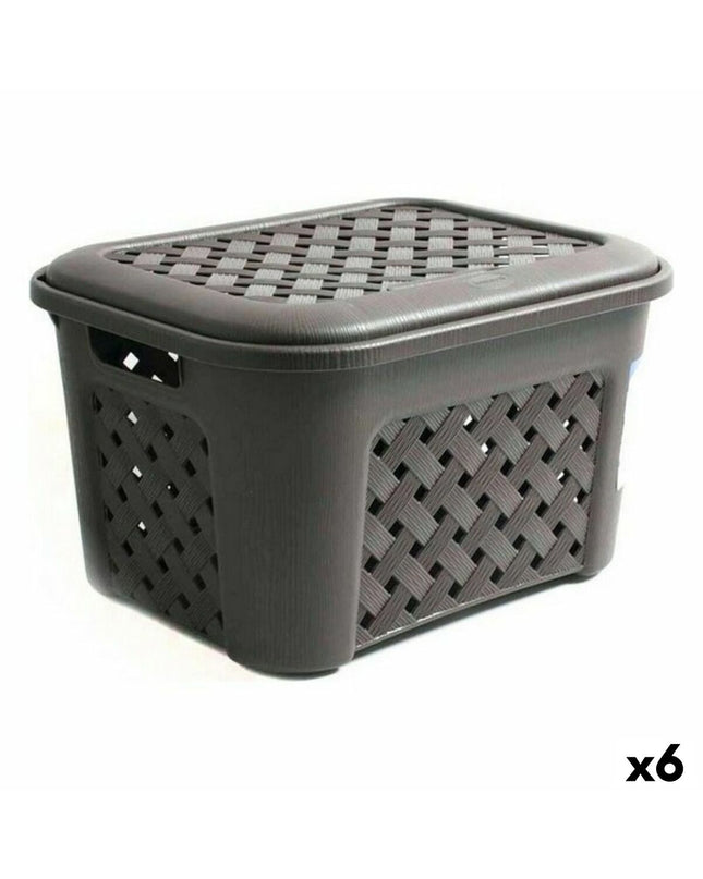 Tontarelli Arianna laundry baskets set, 23.6L, durable plastic, compact storage for home organization, 43.5 x 33.5 x 26 cm, 6 pieces