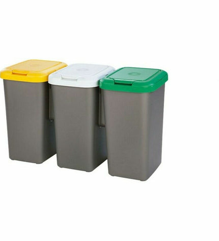 Six Tontarelli recycling bins for home and kitchen storage, featuring a modern design in neutral colors.
