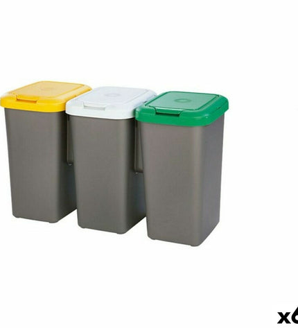 Tontarelli recycling prullenbak set with six 8105744A28E bins for home organization and waste separation in modern kitchen.