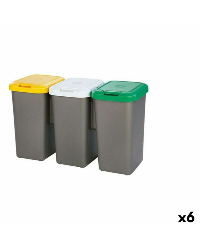 Tontarelli recycling prullenbak set with six 8105744A28E bins for home organization and waste separation in modern kitchen.