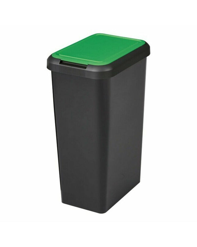 Set of six Tontarelli IN7309 recycling bins for home organization, measuring 29.2 x 39.2 x 59.6 cm, in a kitchen setting.
