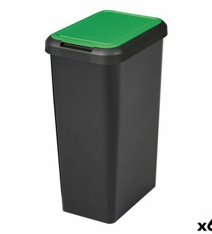 Tontarelli IN7309 recycling trash bins, 6-piece set, plastic, designed for home storage and organization, dimensions 29.2x39.2x59.6 cm