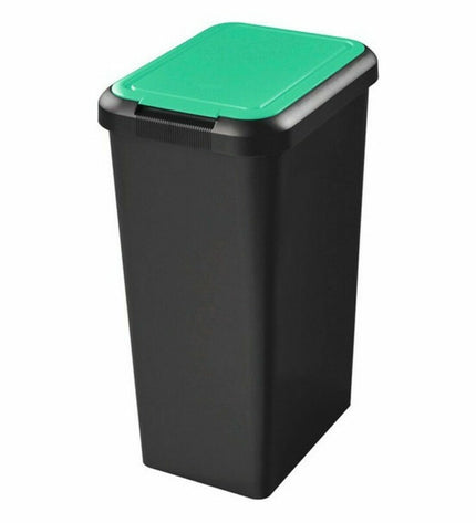 Set of six Tontarelli recycling trash bins, 29.2 x 39.2 x 59.6 cm, ideal for home organization and waste separation.